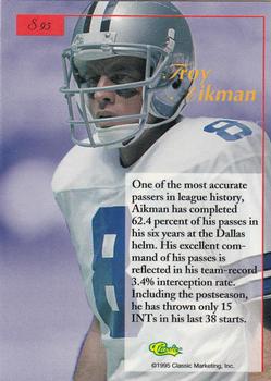 1995-96 Classic Five Sport Signings #S95 Troy Aikman Back