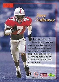 1995-96 Classic Five Sport Signings - Blue Signature #S38 Joey Galloway Back