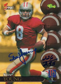 1995-96 Classic Five Sport Signings - Blue Signature #S91 Steve Young Front