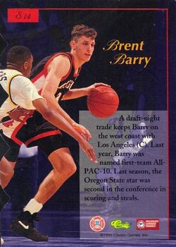 1995-96 Classic Five Sport Signings - Silver Die Cuts #S14 Brent Barry Back