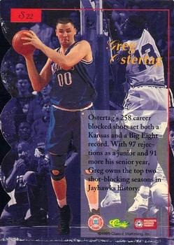 1995-96 Classic Five Sport Signings - Silver Die Cuts #S22 Greg Ostertag Back