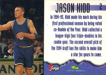 1995-96 Classic Five Sport Signings - Etched in Stone #2 Jason Kidd Back