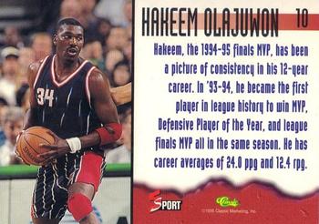 1995-96 Classic Five Sport Signings - Etched in Stone #10 Hakeem Olajuwon Back