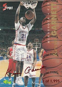1995-96 Classic Five Sport Signings - Red Signature #S5 Kevin Garnett Front
