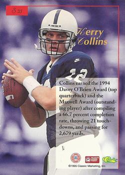 1995-96 Classic Five Sport Signings - Red Signature #S35 Kerry Collins Back