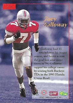 1995-96 Classic Five Sport Signings - Red Signature #S38 Joey Galloway Back