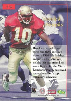 1995-96 Classic Five Sport Signings - Red Signature #S50 Derrick Brooks Back
