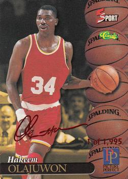 1995-96 Classic Five Sport Signings - Red Signature #S92 Hakeem Olajuwon Front
