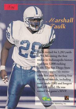 1995-96 Classic Five Sport Signings - Red Signature #S94 Marshall Faulk Back
