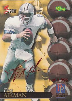 1995-96 Classic Five Sport Signings - Red Signature #S95 Troy Aikman Front