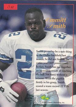 1995-96 Classic Five Sport Signings - Red Signature #S97 Emmitt Smith Back