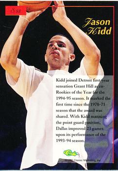 1995-96 Classic Five Sport Signings - Red Signature #S98 Jason Kidd Back