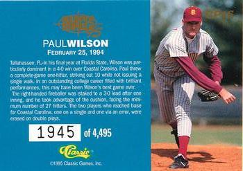 1995 Classic Images Four Sport - Classic Performances #CP16 Paul Wilson Back