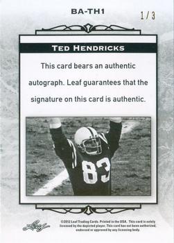 2012 Leaf National Convention - Autographs #BA-TH1 Ted Hendricks Back