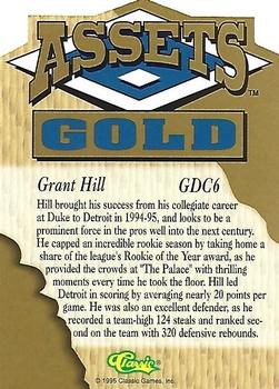 1995 Classic Assets Gold - Die Cuts Gold #GDC6 Grant Hill Back
