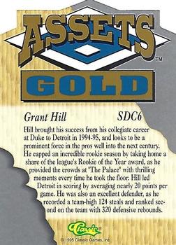 1995 Classic Assets Gold - Die Cuts Silver #SDC6 Grant Hill Back