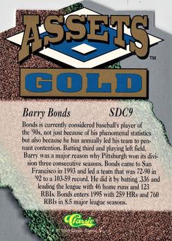 1995 Classic Assets Gold - Die Cuts Silver #SDC9 Barry Bonds Back