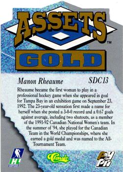 1995 Classic Assets Gold - Die Cuts Silver #SDC13 Manon Rheaume Back