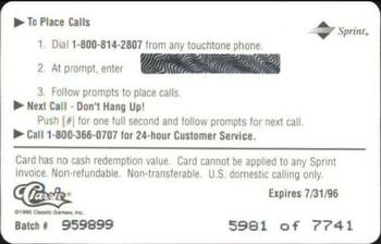 1995 Classic Assets Gold - Phone Cards $2 #NNO Juwan Howard Back