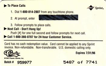 1995 Classic Assets Gold - Phone Cards $2 #NNO Jamal Mashburn Back