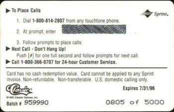 1995 Classic Assets Gold - Phone Cards $5 #NNO Drew Bledsoe Back