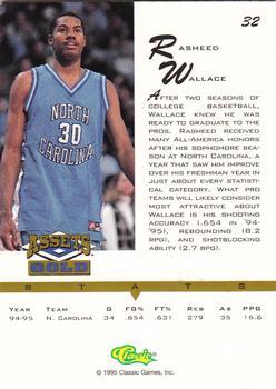 1995 Classic Assets Gold - Printer's Proofs #32 Rasheed Wallace Back