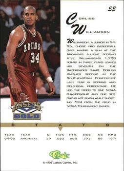 1995 Classic Assets Gold - Printer's Proofs #33 Corliss Williamson Back