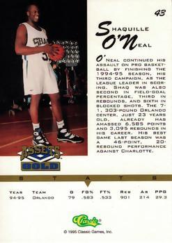 1995 Classic Assets Gold - Printer's Proofs #43 Shaquille O'Neal Back