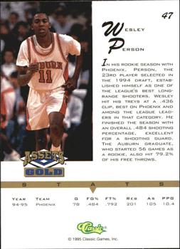 1995 Classic Assets Gold - Printer's Proofs #47 Wesley Person Back