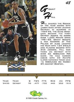 1995 Classic Assets Gold - Printer's Proofs #48 Grant Hill Back