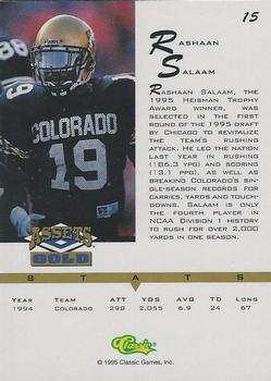 1995 Classic Assets Gold - Silver Signatures #15 Rashaan Salaam Back