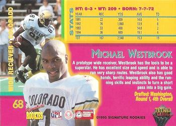 1995 Signature Rookies Tetrad Autobilia #68 Michael Westbrook Back