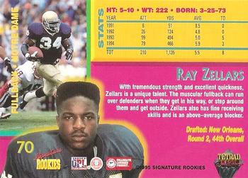 1995 Signature Rookies Tetrad Autobilia #70 Ray Zellars Back