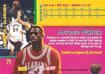1995 Signature Rookies Tetrad Autobilia #71 Antonio McDyess Back