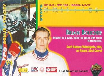 1995 Signature Rookies Tetrad Autobilia #94 Brian Boucher Back