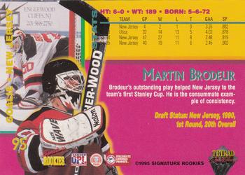 1995 Signature Rookies Tetrad Autobilia #95 Martin Brodeur Back