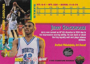 1995 Signature Rookies Tetrad Autobilia - Autographs #74 Jerry Stackhouse Back