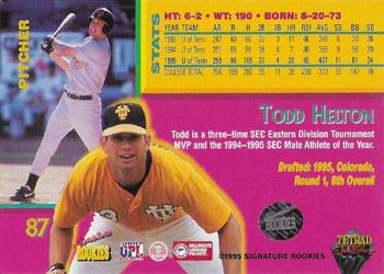 1995 Signature Rookies Tetrad Autobilia - Autographs #87 Todd Helton Back
