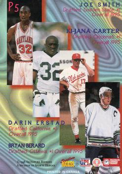 1995 Signature Rookies Tetrad - #1 Picks Mail-In #P5 Joe Smith / Ki-Jana Carter / Darin Erstad / Bryan Berard Back
