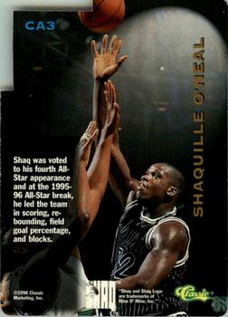 1996 Classic Clear Assets - A Cut Above #CA3 Shaquille O'Neal Back