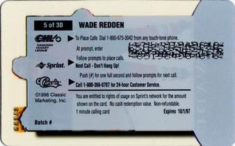 1996 Classic Clear Assets - Phone Cards $1 #5 Wade Redden Back
