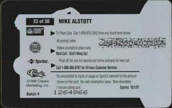 1996 Classic Clear Assets - Phone Cards $1 #23 Mike Alstott Back