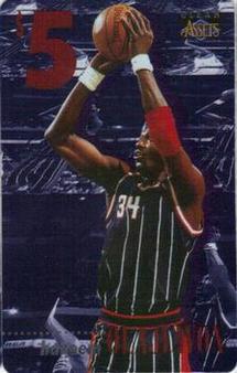 1996 Classic Clear Assets - Phone Cards $5 #13 Hakeem Olajuwon Front