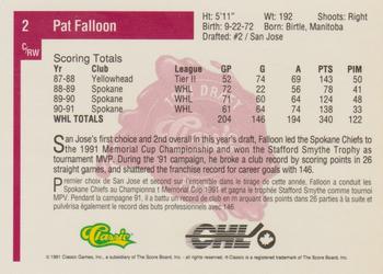 1991 Classic Four Sport - French #2 Pat Falloon Back