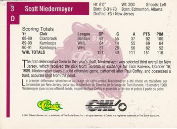 1991 Classic Four Sport - French #3 Scott Niedermayer Back