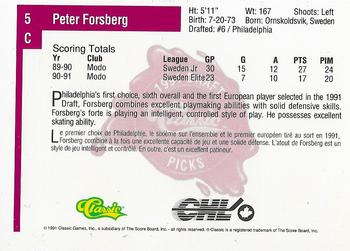 1991 Classic Four Sport - French #5 Peter Forsberg Back