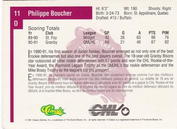1991 Classic Four Sport - French #11 Philippe Boucher Back