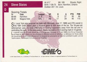 1991 Classic Four Sport - French #24 Steve Staios Back