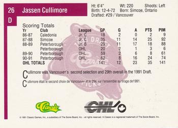 1991 Classic Four Sport - French #26 Jassen Cullimore Back
