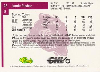 1991 Classic Four Sport - French #28 Jamie Pushor Back